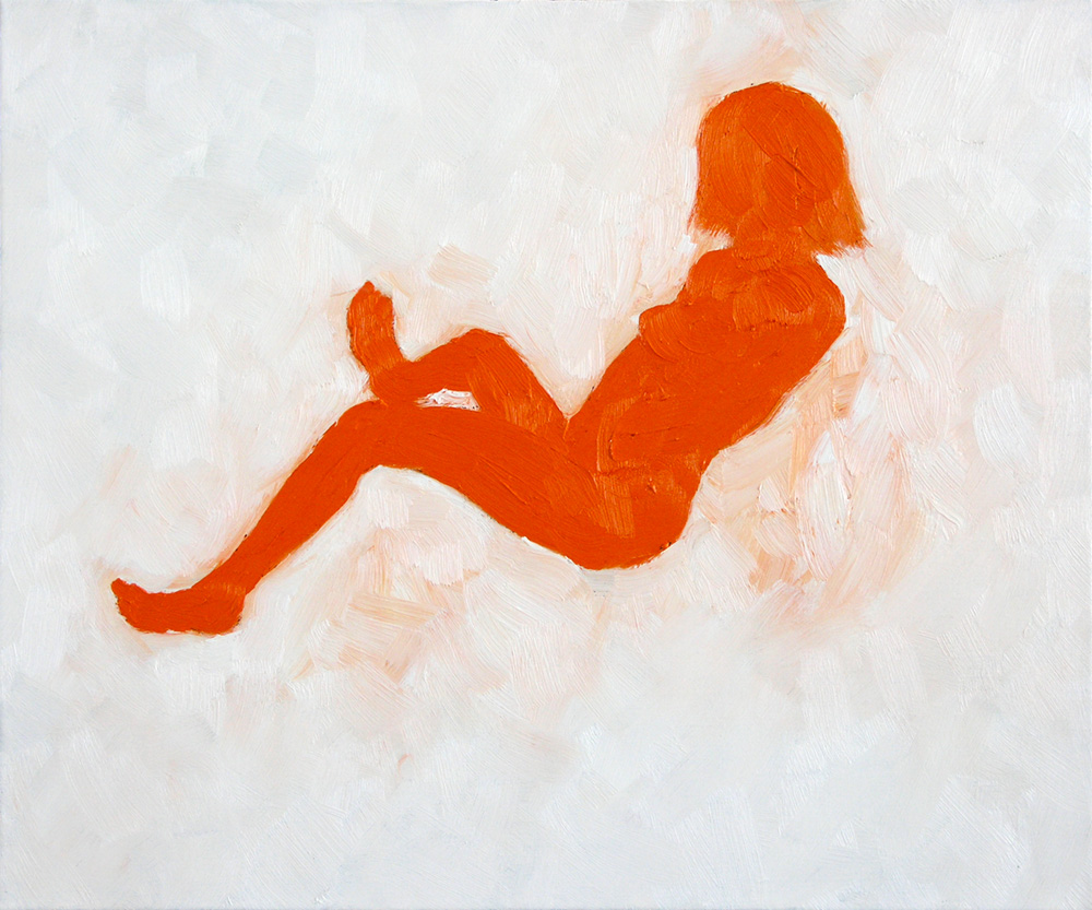 Nude in Dark Orange, a painting by Guido Vrolix