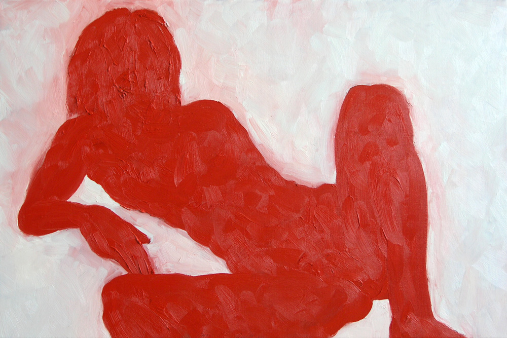 Nude in Red, a painting by Guido Vrolix
