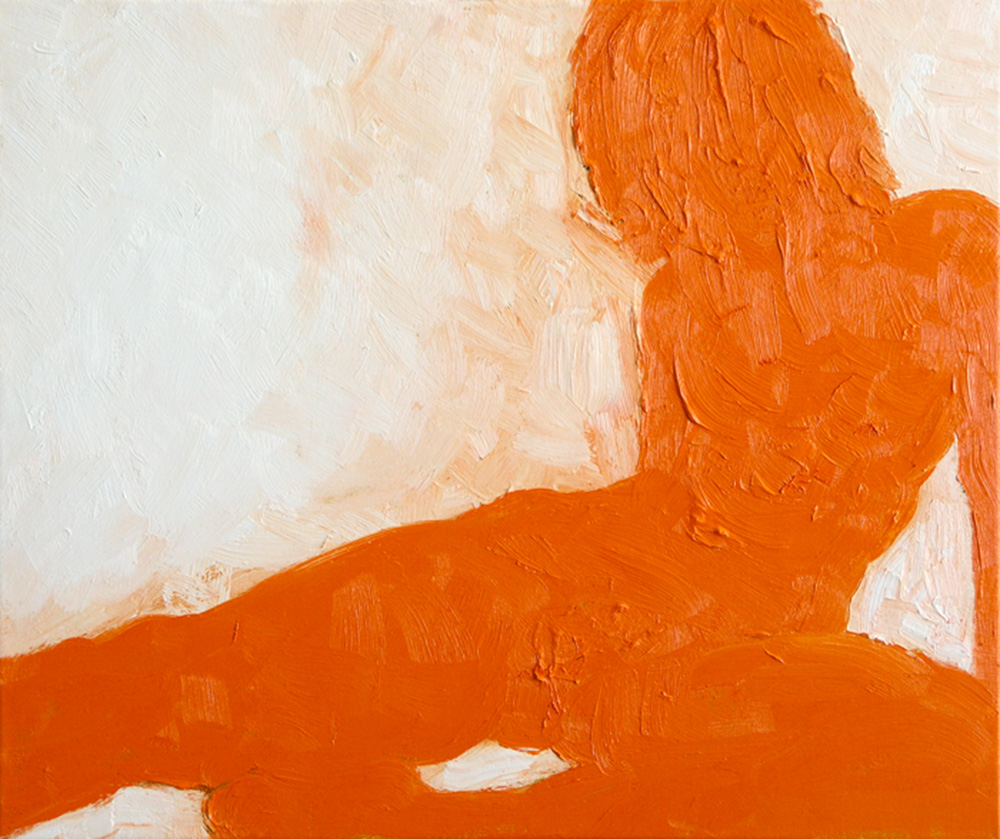 Nude in Orange, a painting by Guido Vrolix
