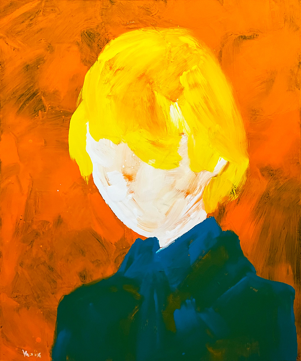 Self Portrait On Orange. A painting by Guido Vrolix