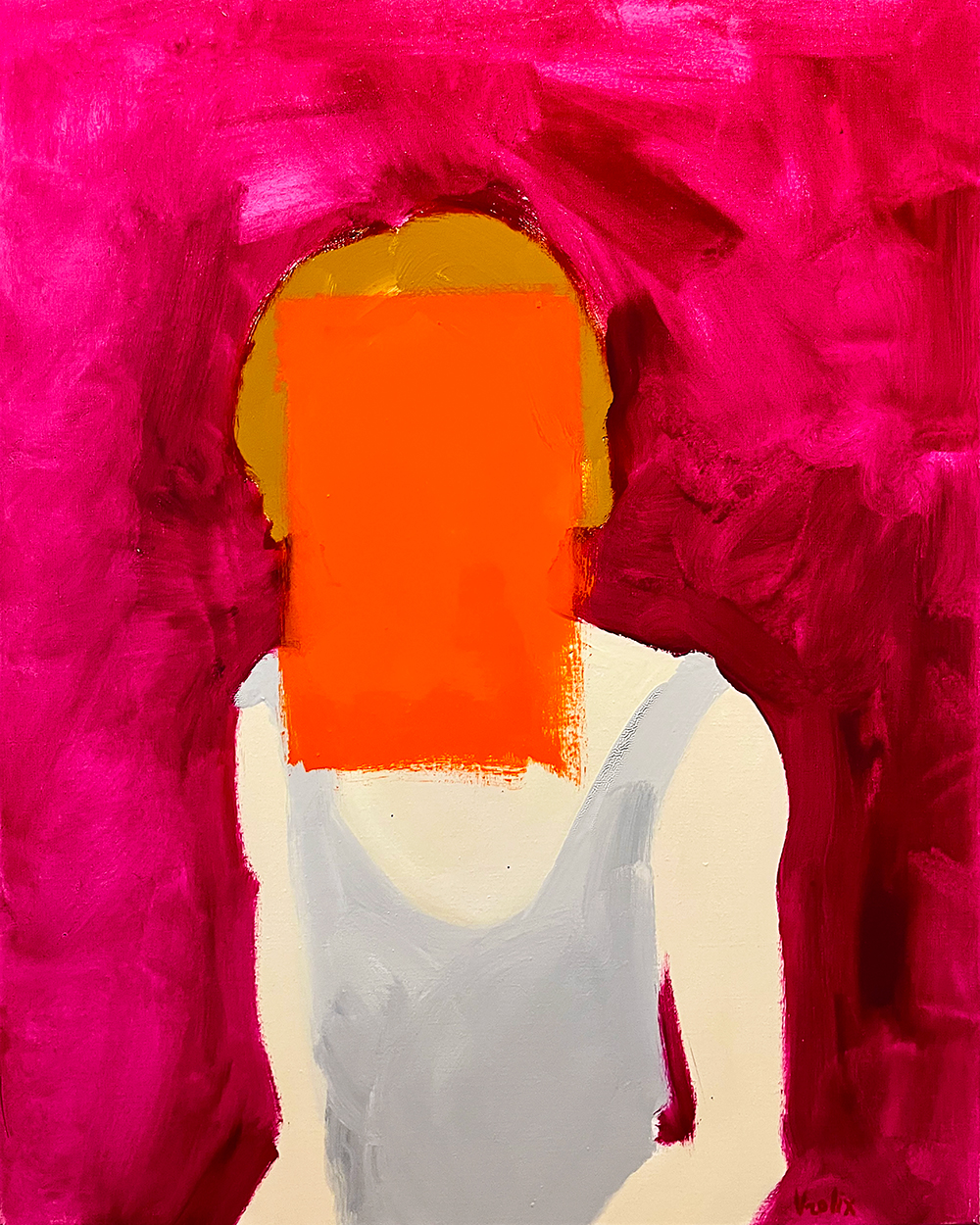 Self Portrait In Orange. A painting by Guido Vrolix